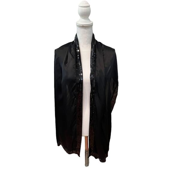 Charter Club Dressy Silk Sequin Wrap Scarf Black - Picture 1 of 7